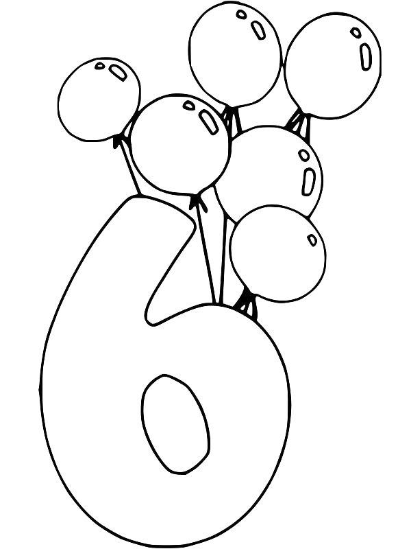 Ausmalbild 6. Geburtstag  