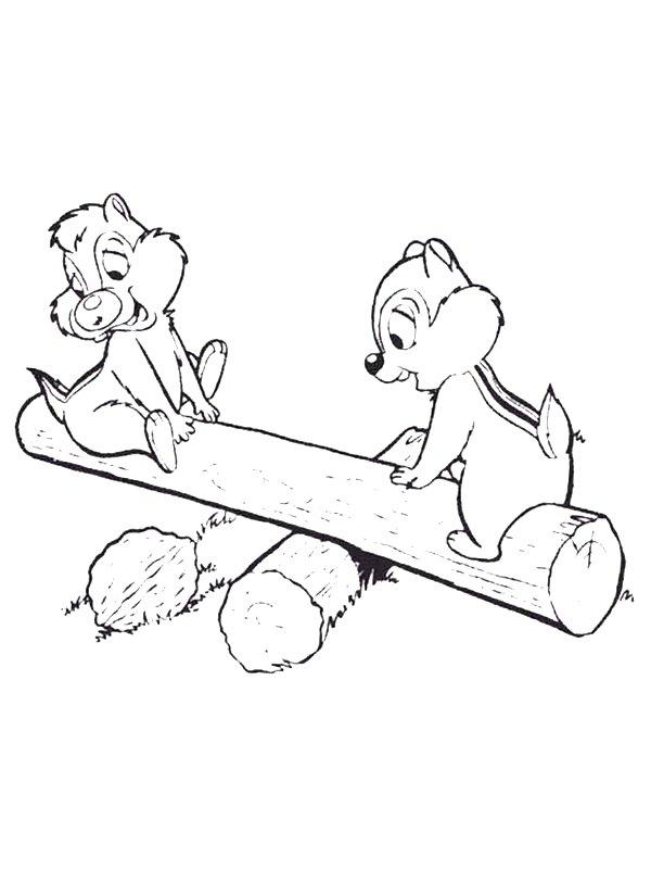 Ausmalbild Ahörnchen und Behörnchen auf der Wippe  