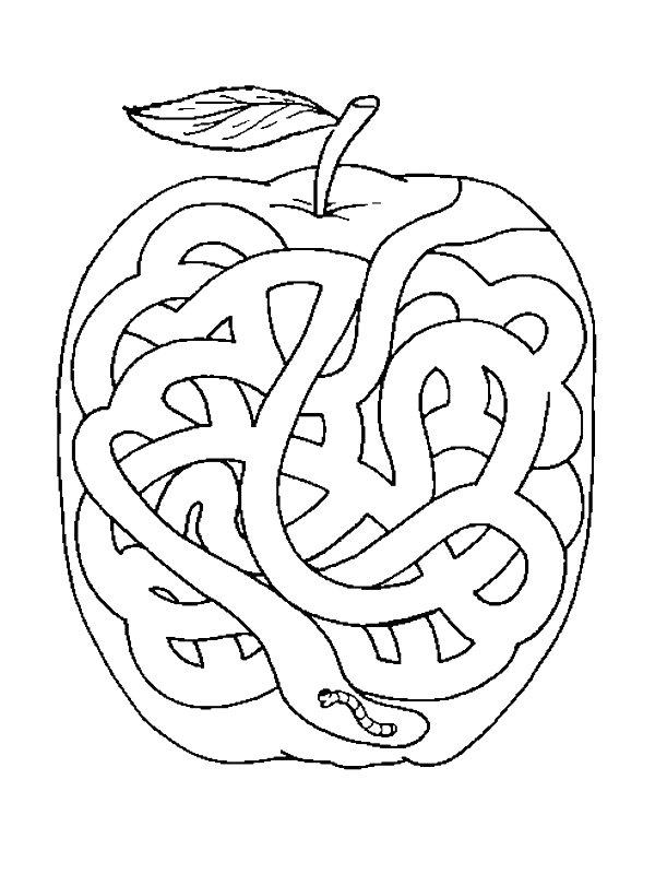 Ausmalbild Apfel Labyrinth  