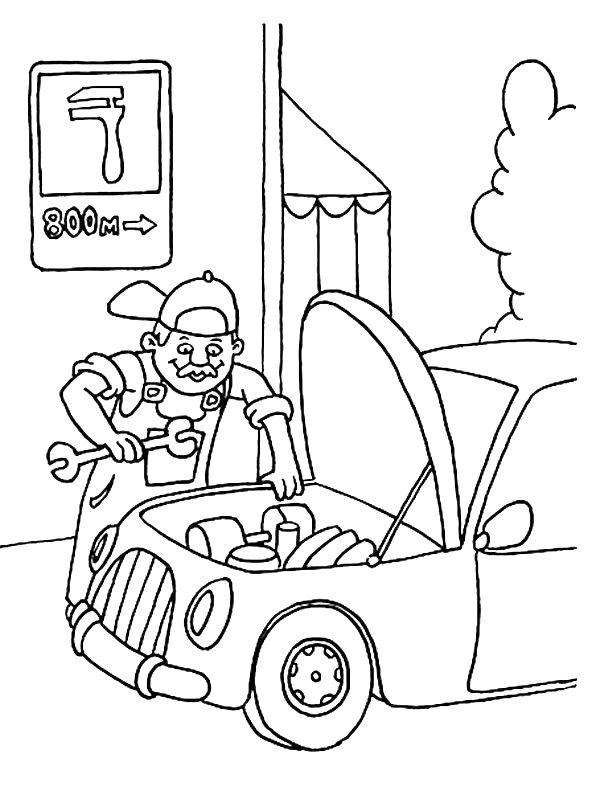 Ausmalbild Automechaniker  