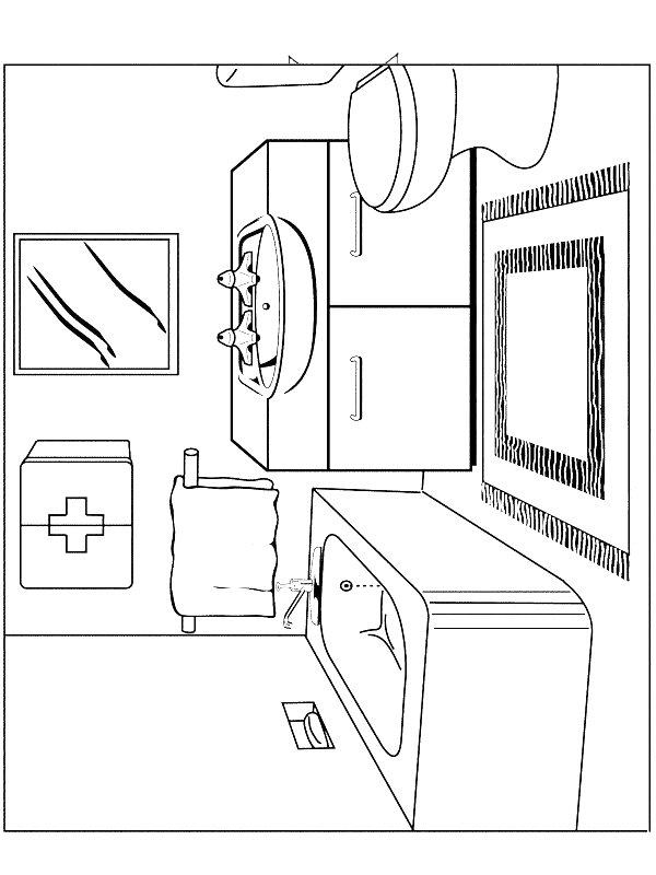 Ausmalbild Badezimmer  