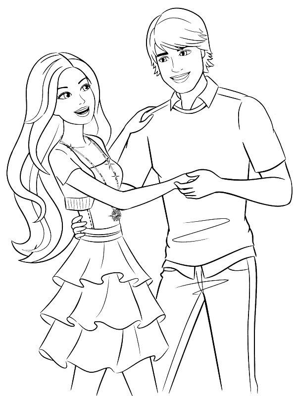 Ausmalbild Barbie und Ken  