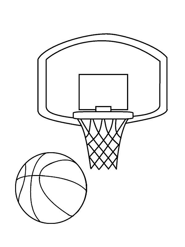 Ausmalbild Basketballkorb mit Ball  