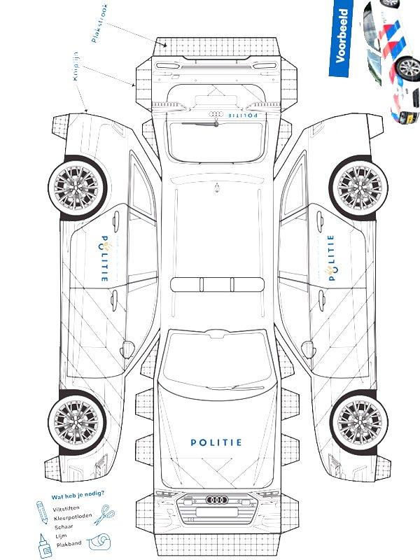 Ausmalbild Baubogen Polizeiauto  