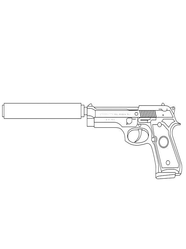 Ausmalbild Beretta 92FS Pistole  