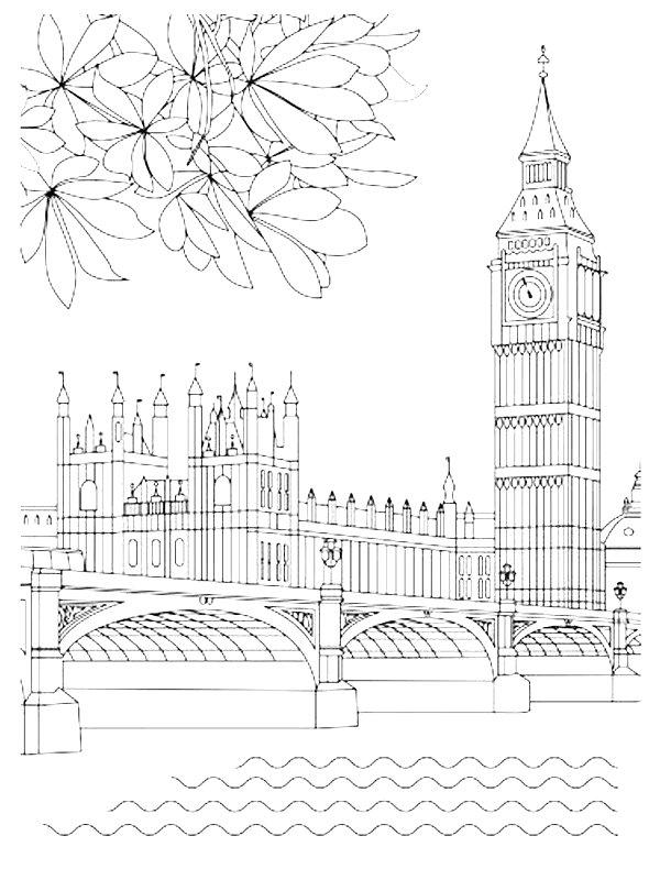 Ausmalbild Big Ben,  