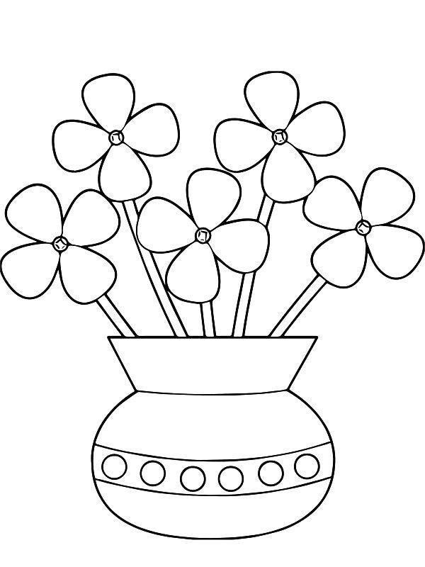 Ausmalbild Blumen in der Vase  