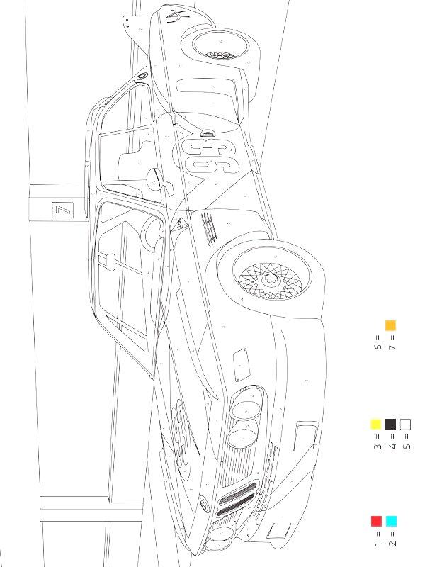 Ausmalbild BMW Farbe nach Nummer  