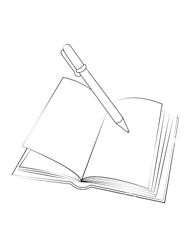 Ausmalbild Buch und Stift  