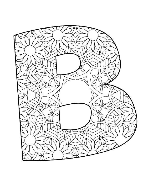 Ausmalbild Buchstabe B Mandala  