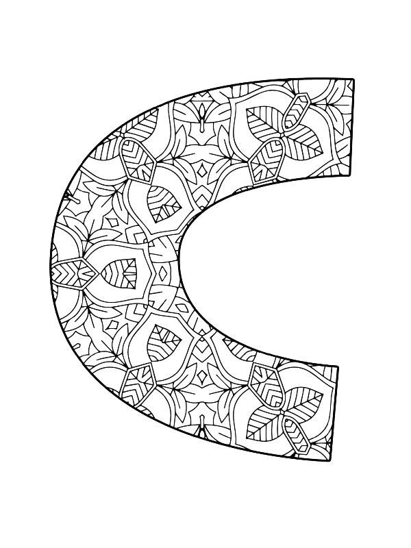 Ausmalbild Buchstabe C Mandala  