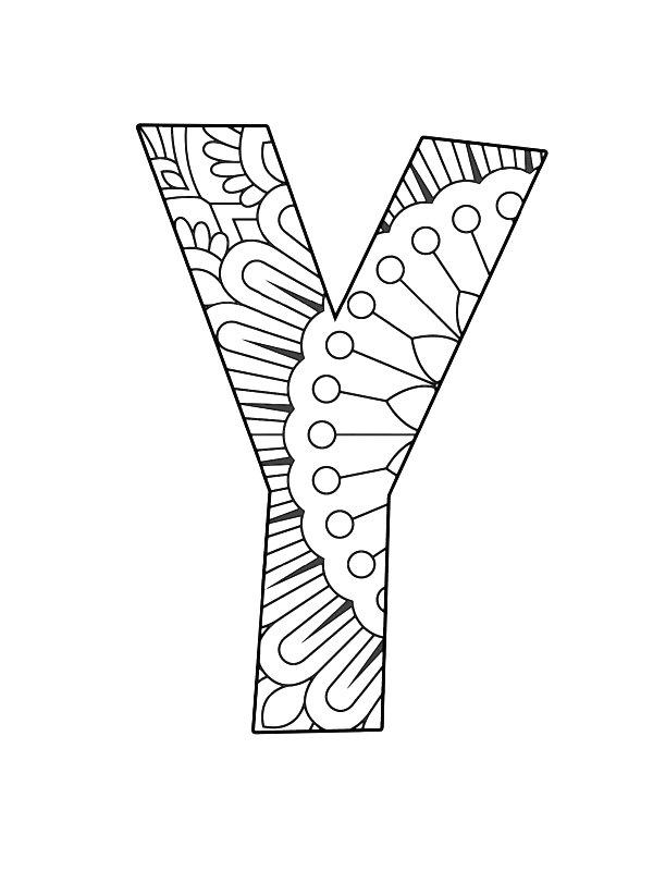 Ausmalbild Buchstabe Y Mandala  