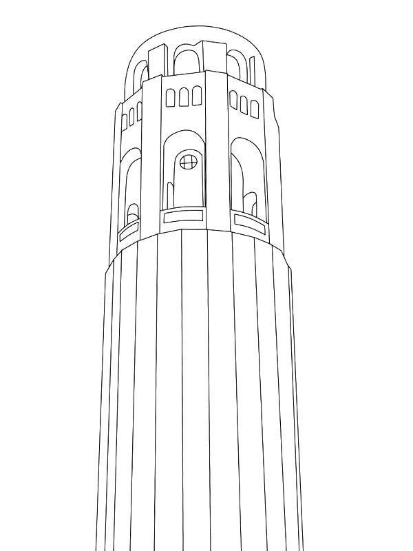 Ausmalbild Coit Tower  