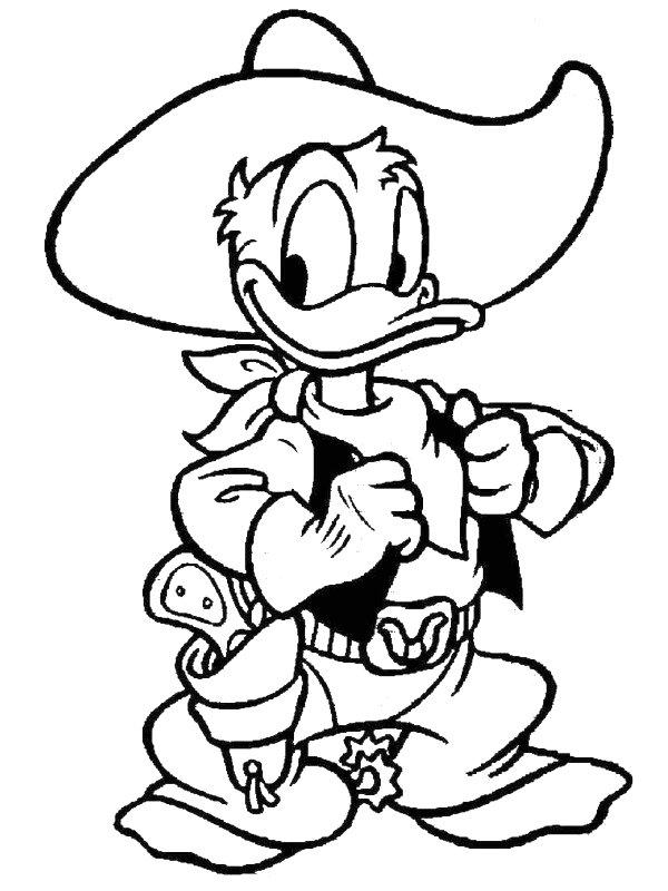 Ausmalbild Cowboy Donald Duck  