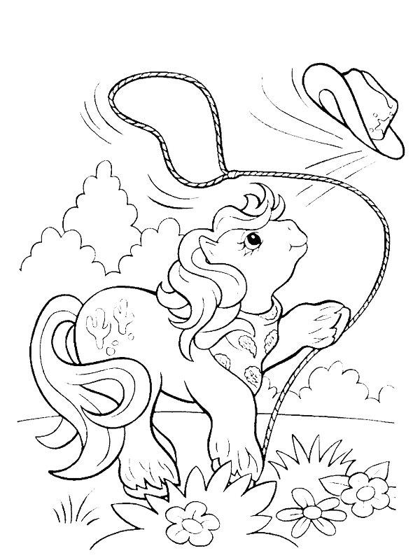Ausmalbild Cowboy mein kleines Pony  