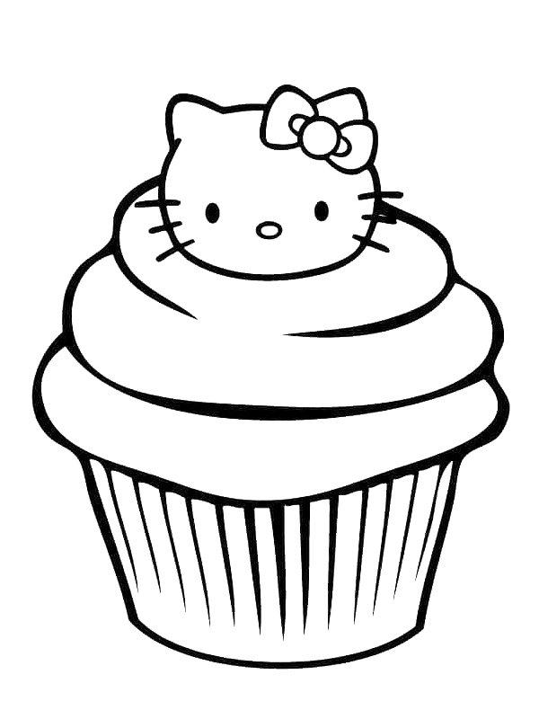 Ausmalbild Cupcake Hello Kitty  