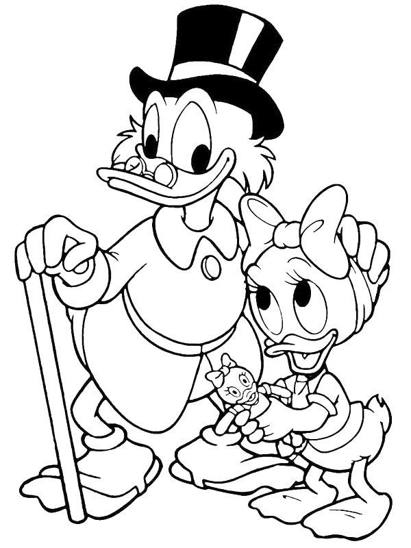 Ausmalbild Dagobert Duck und Dicky  