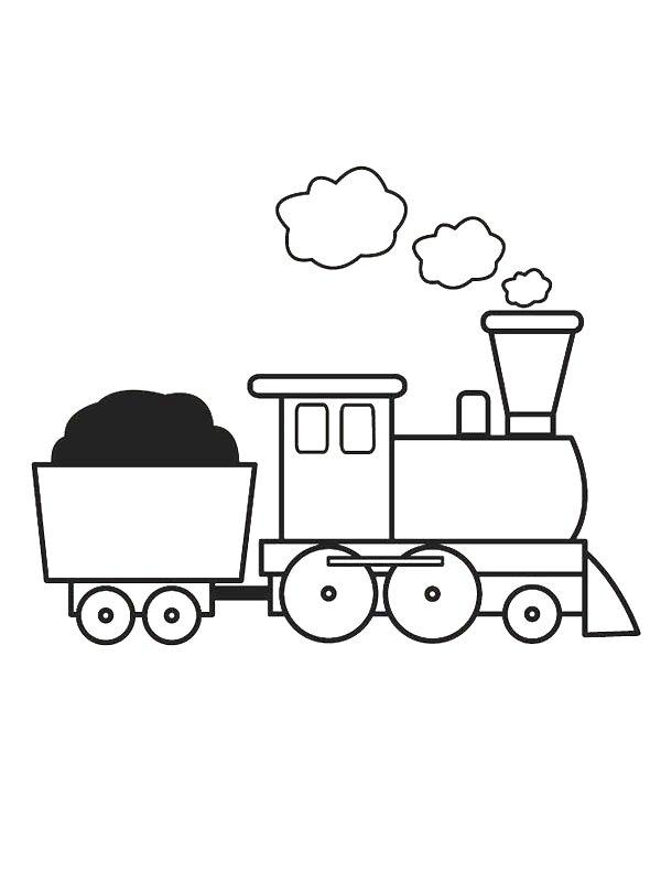 Ausmalbild Dampflokomotive mit Wagen  