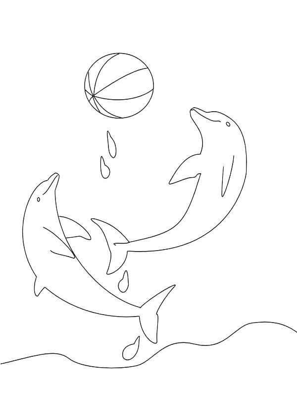 Ausmalbild Delfin mit Ball  