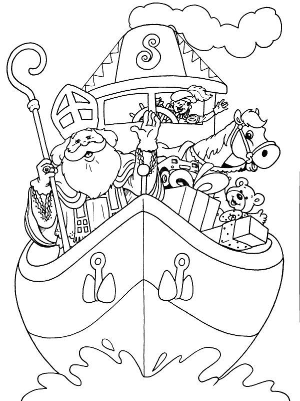 Ausmalbild Der Heilige Nick und sein Boot 13  