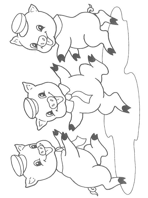Ausmalbild Die drei kleinen Schweinchen  