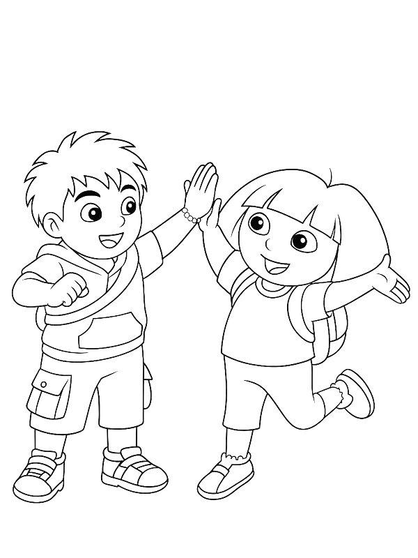 Ausmalbild Diego und Dora  