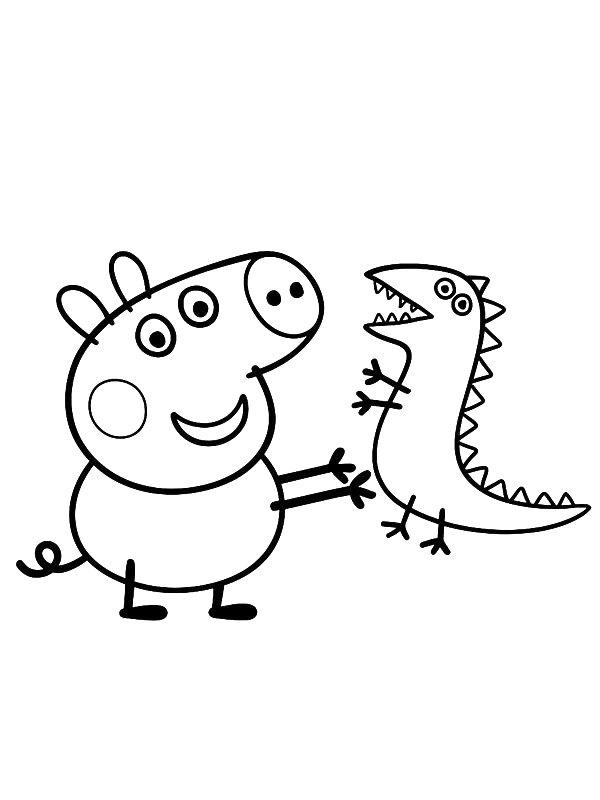 Ausmalbild Dinosaurier und Schorsch  