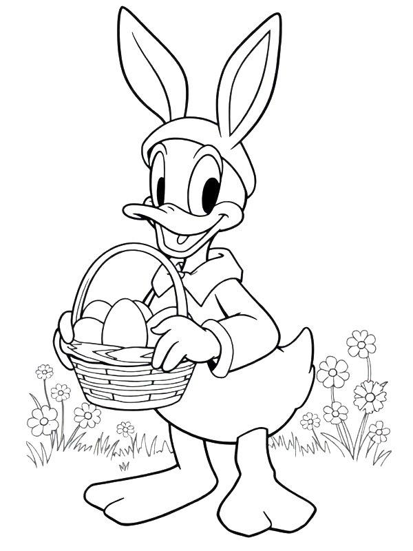 Ausmalbild Donald Duck als Osterhase  