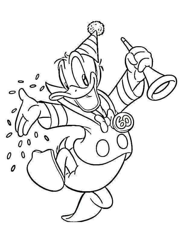 Ausmalbild Donald Duck hat Geburtstag  