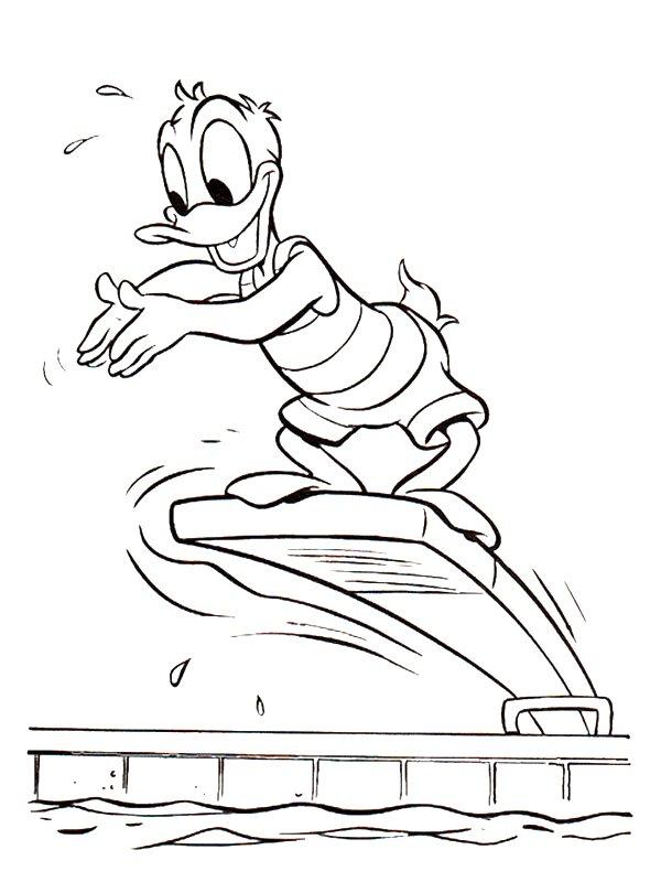 Ausmalbild Donald Duck taucht  