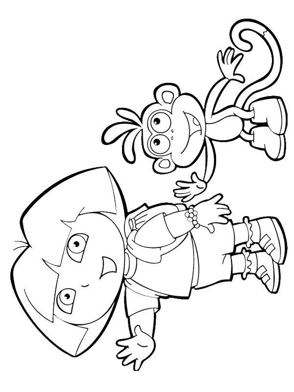 Ausmalbild Dora und affe Boots  
