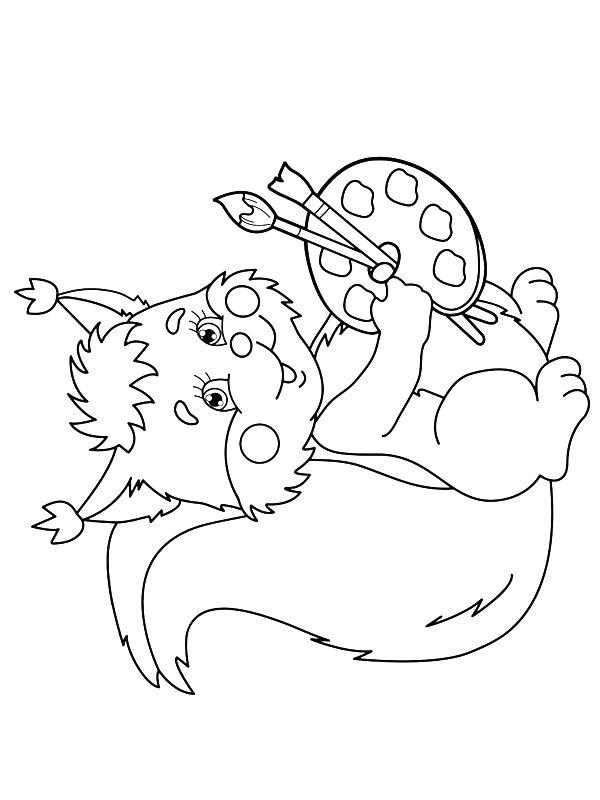 Ausmalbild Eichhörnchen Künstler  