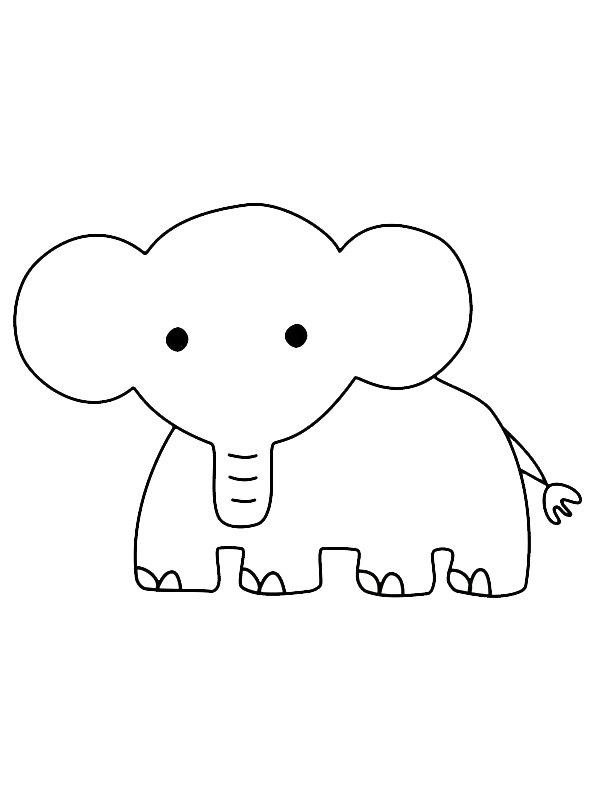 Ausmalbild Einfacher Elefant  
