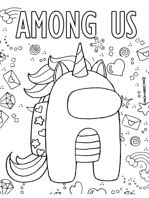 Ausmalbild Einhorn Among Us  