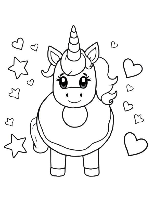 Ausmalbild Einhorn-Donut  