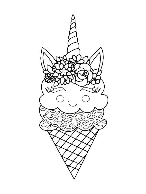 Ausmalbild Einhorn-Eis  