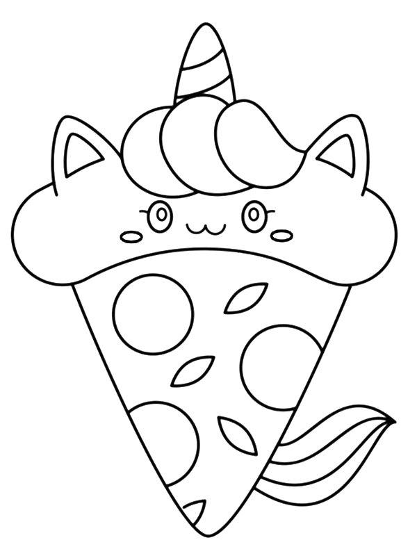 Ausmalbild Einhorn-Pizza  