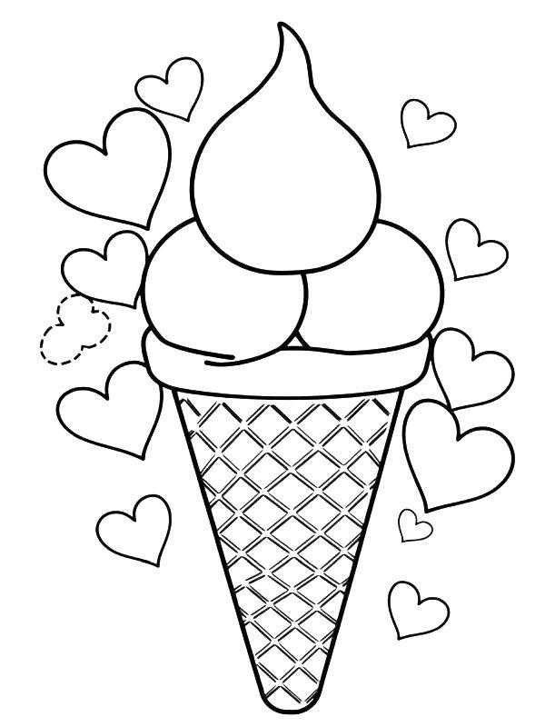 Ausmalbild Eis mit Herzen  