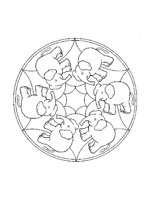 Ausmalbild Elefanten mandala  