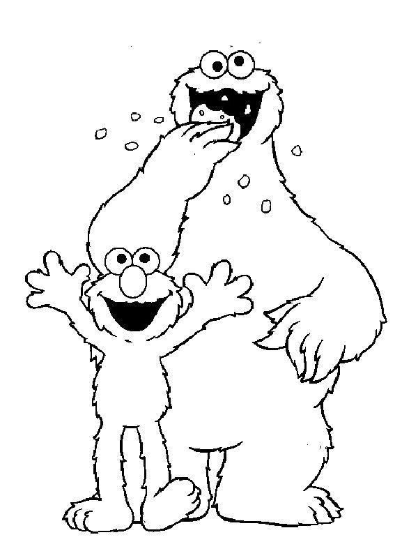 Ausmalbild Elmo und Krümelmonster  