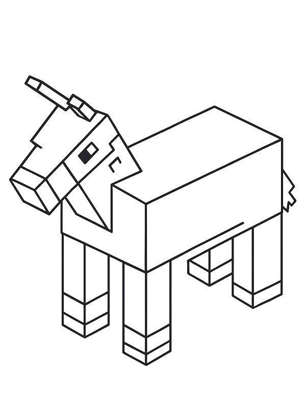 Ausmalbild Esel Minecraft  
