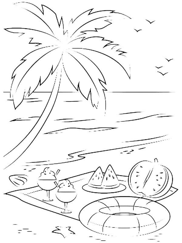 Ausmalbild Essen am Strand  