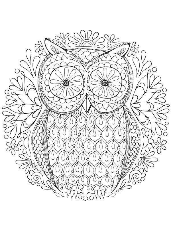 Ausmalbild Eule Mandala  