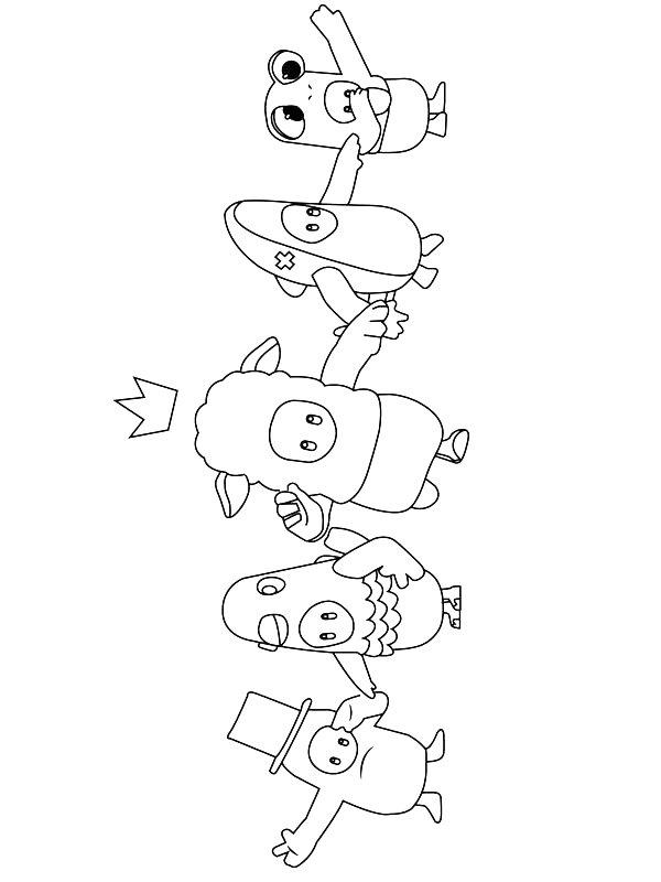 Ausmalbild Fall guys Characters  