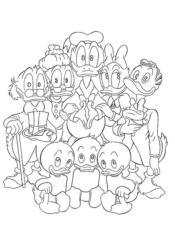 Ausmalbild Familie Duck  