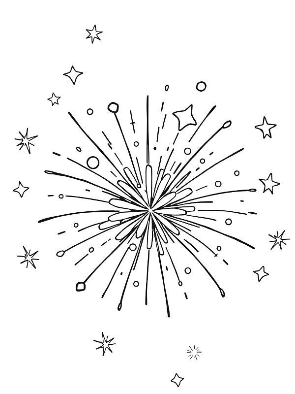 Ausmalbild Feuerwerk  