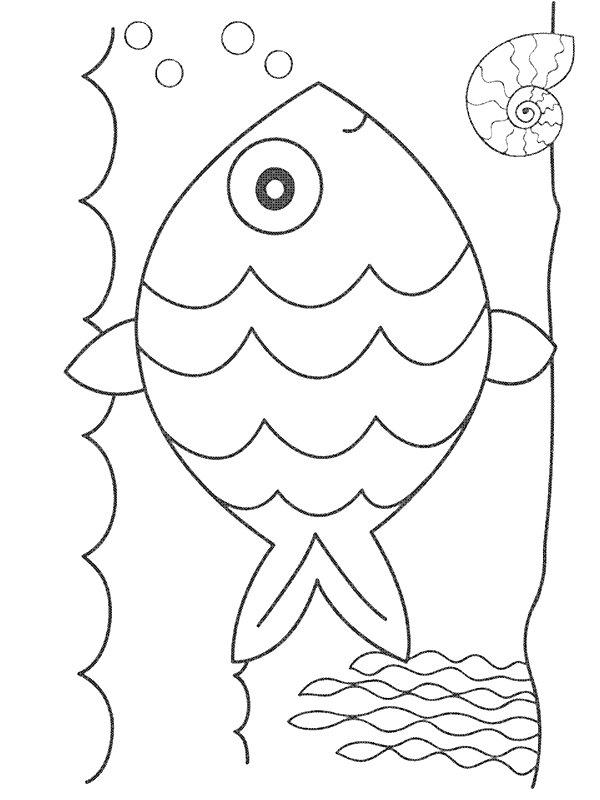 Ausmalbild Fisch im Wasser  