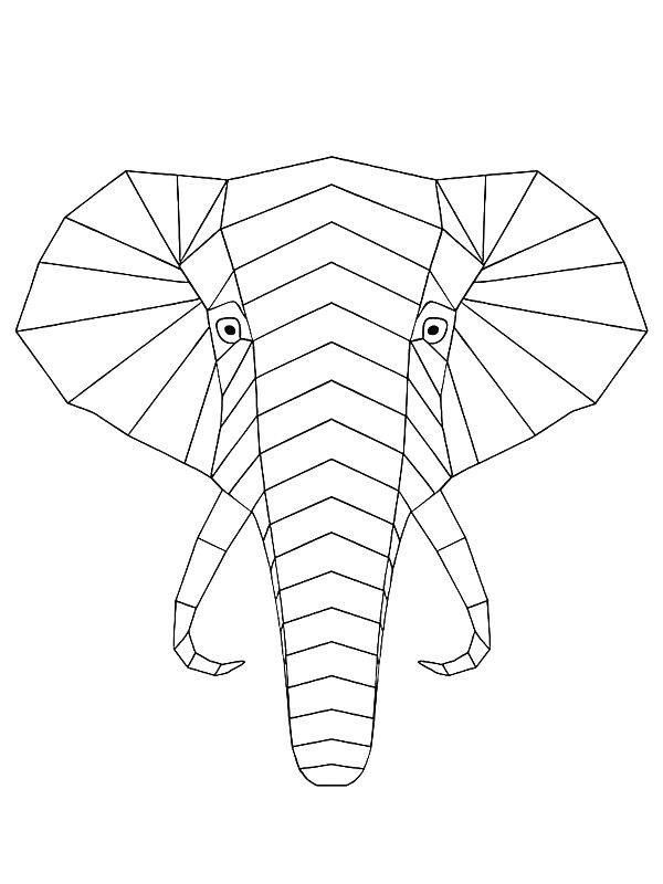 Ausmalbild Geometrischer Elefant  
