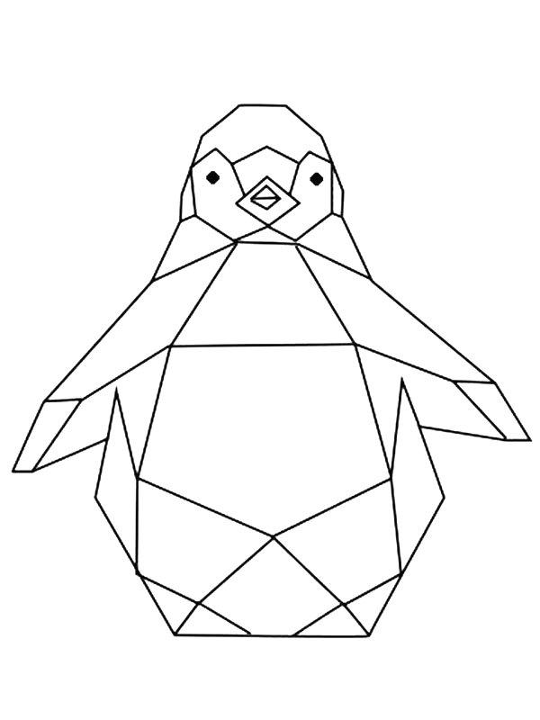 Ausmalbild Geometrischer Pinguin  