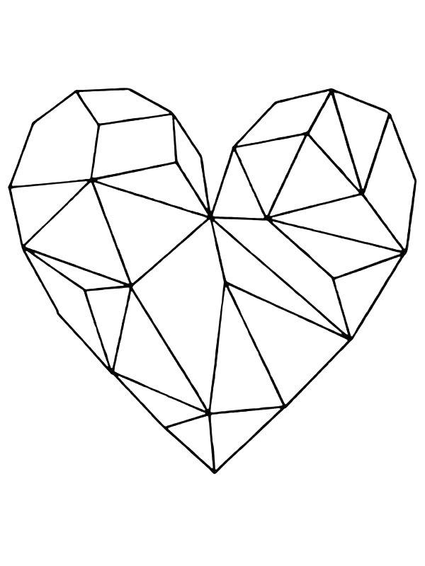 Ausmalbild Geometrisches Herz  